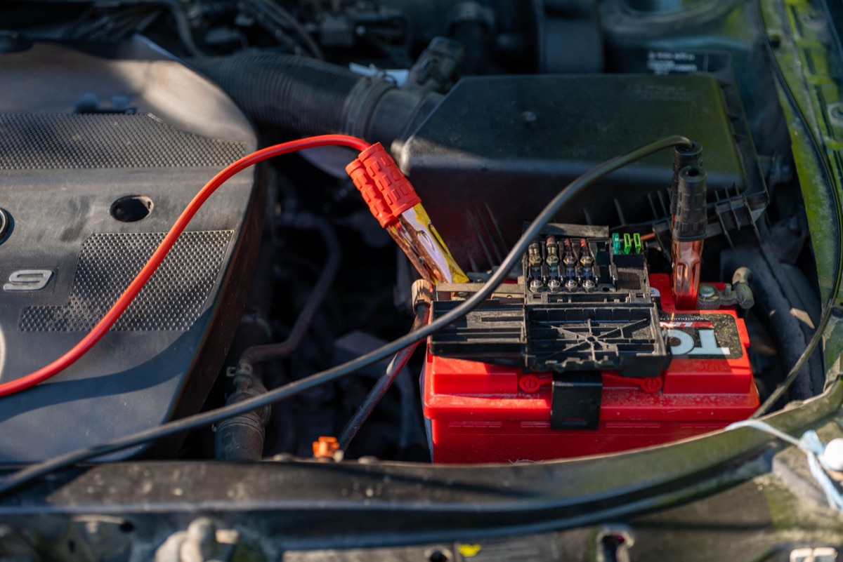 electric car battery with charging cable