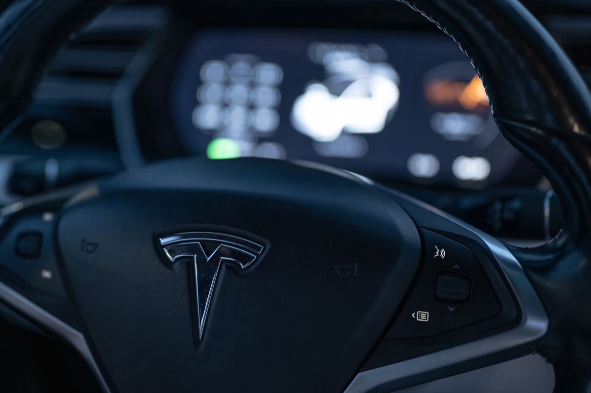 electric car interior with digital dashboard