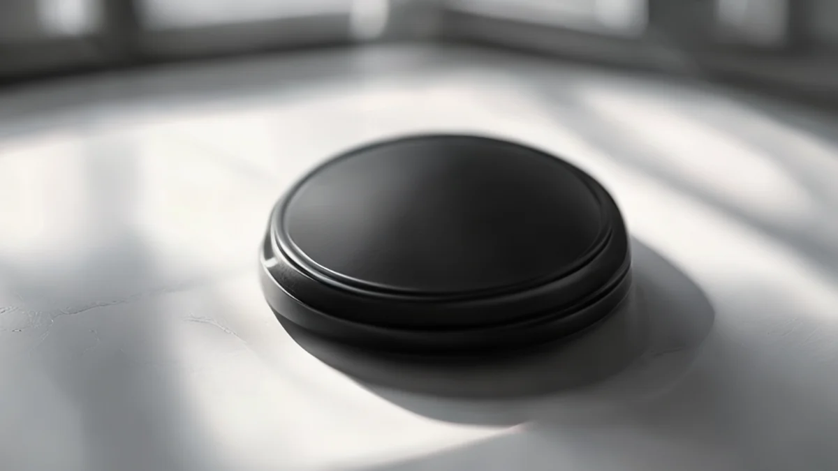 EV Brake Cap, black, matte, rounded, on white surface, soft light, shallow focus, photorealistic, high detail
